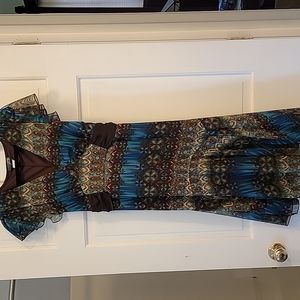 J.T.B. XL brown and teal knit dress